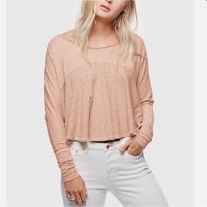 FREE PEOPLE We The Free Cloud Nine Long Sleeve Top Peach Pink Size Medium
